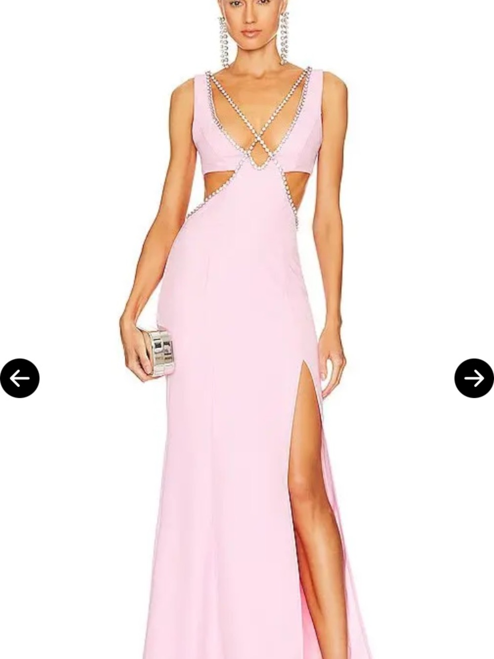 MAJORELLE Pink Crystal-Trim Cutout Maxi Gown